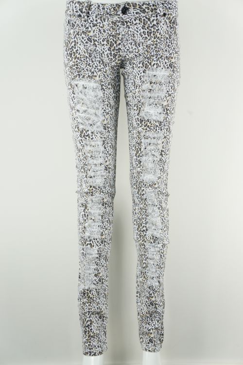 Slight Curve Leopard Denim Skinny Jeans