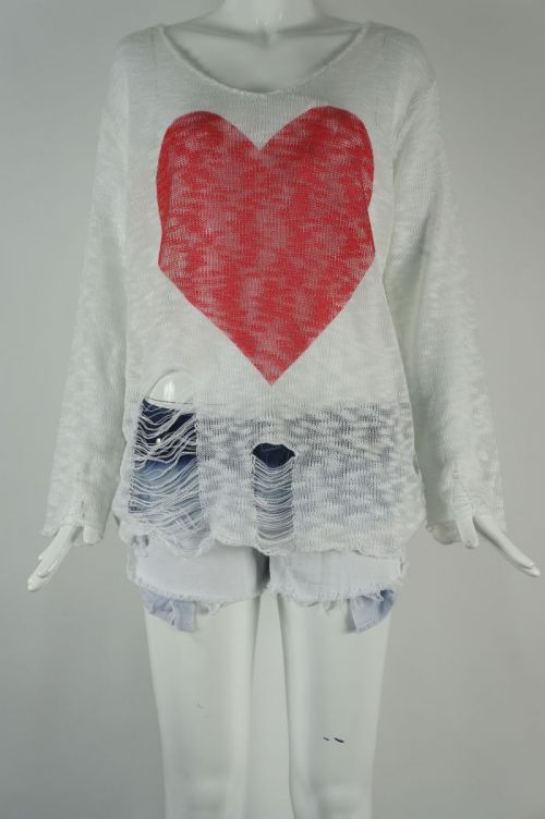 Newly Fashion Hollow Out Knited Sweater with Heart Fingure