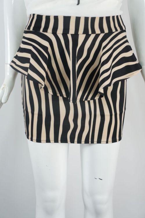 Peplum Mini Skirt with Zebra Print