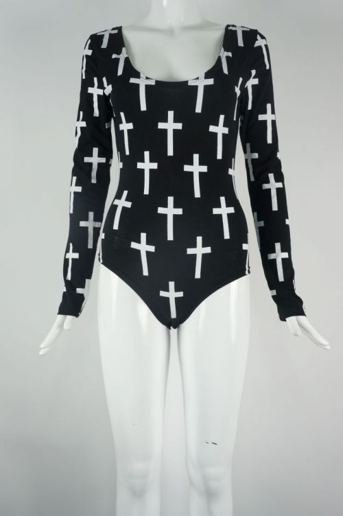 One Piece Sexy Bodysuit with Cross Figure