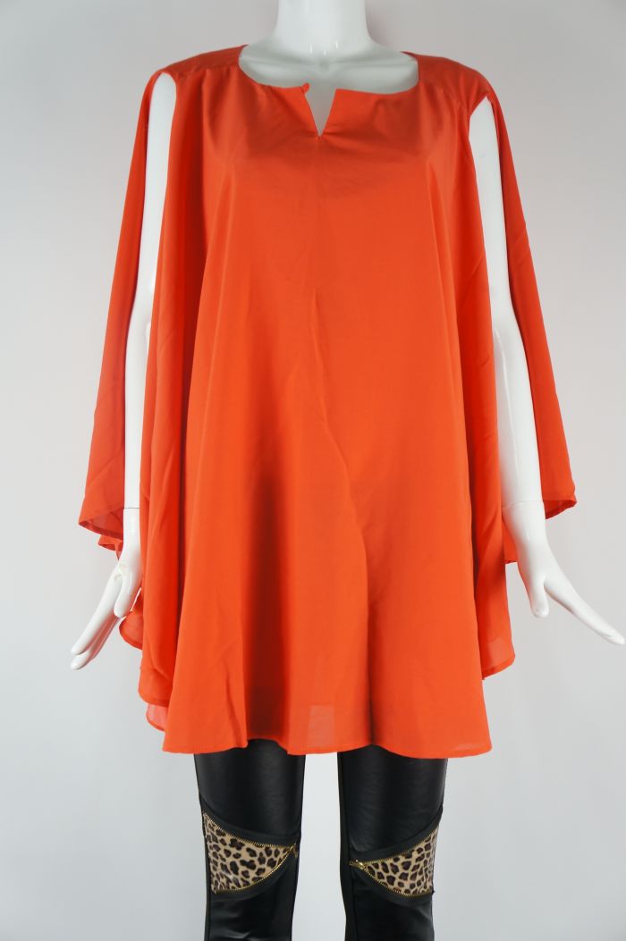 Pure Color Orange Bathing Sleeve Top