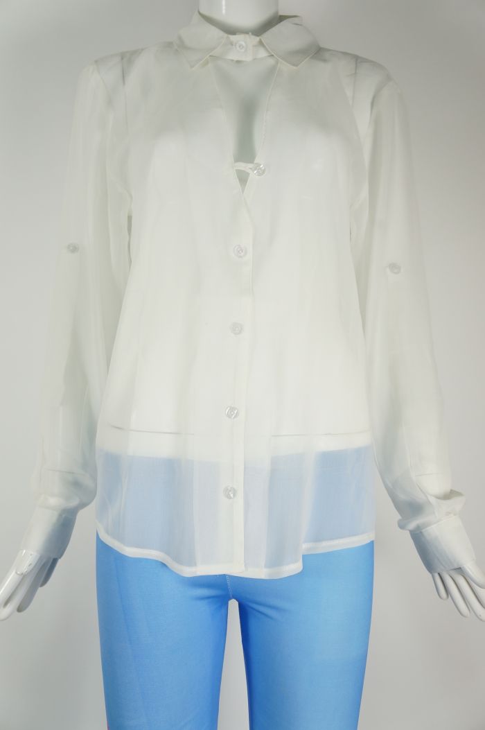 Pure Color White Top with Bracelet Cuffs